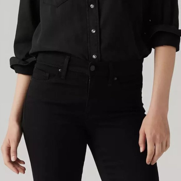 Share Levi's 315 Shaping Bootcut Women's Jeans Mid Rise Black Denim Size 10 W30 - Picture 5 of 12